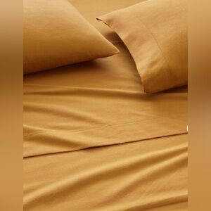 Natēmia harvest gold Mustard Fitted Twin Sheet 100% cotton t shirt fabric